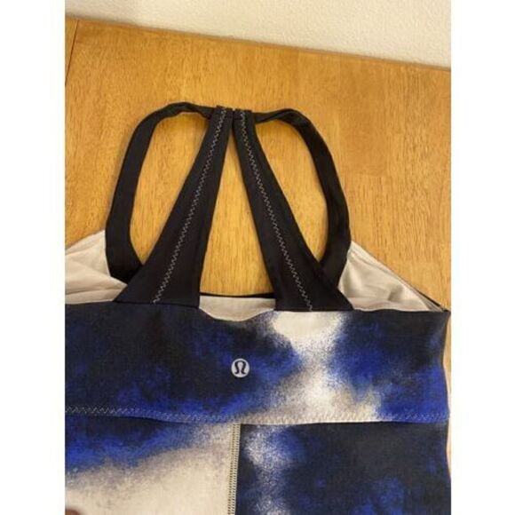 Lululemon Size 6 Womens Scoop Neck Black Blue Top Yoga Workout Shirt - Picture 8 of 8